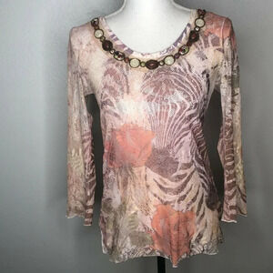 David Cline Crushed Lace Shirt mauve Size PL